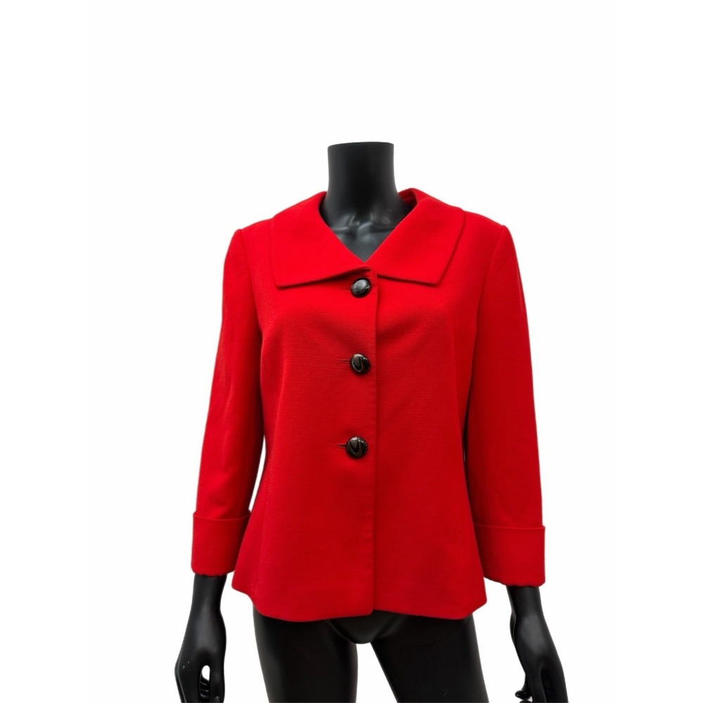 Alex Marie Red Blazer Jacket Women's 10 Career Dressy 3/4 Sleeve Holiday